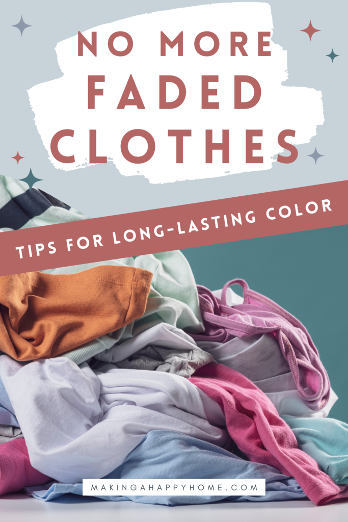 image of laundry in basket with text overlay about how to prevent faded clothes